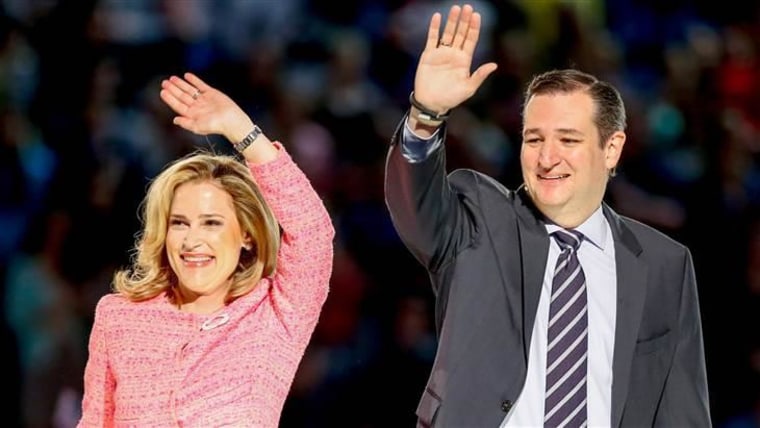 Sen. Ted Cruz, R-Texas and his wife Heidi after Cruz announced his campaign for president on Monday, March 23.