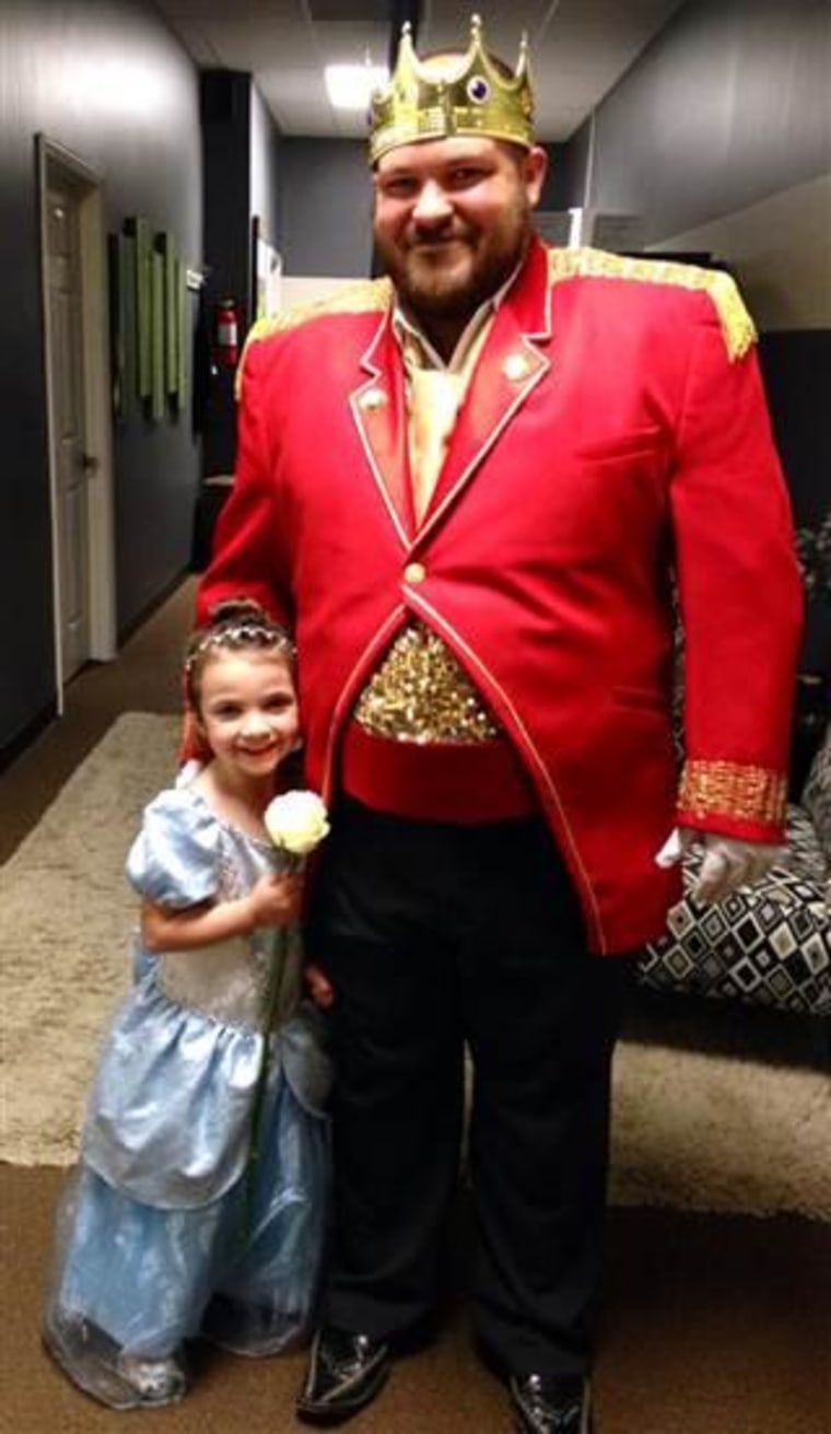 Dad as Prince Charming: Jon Gundry with daughter Kennedy, on their way to see Cinderella.