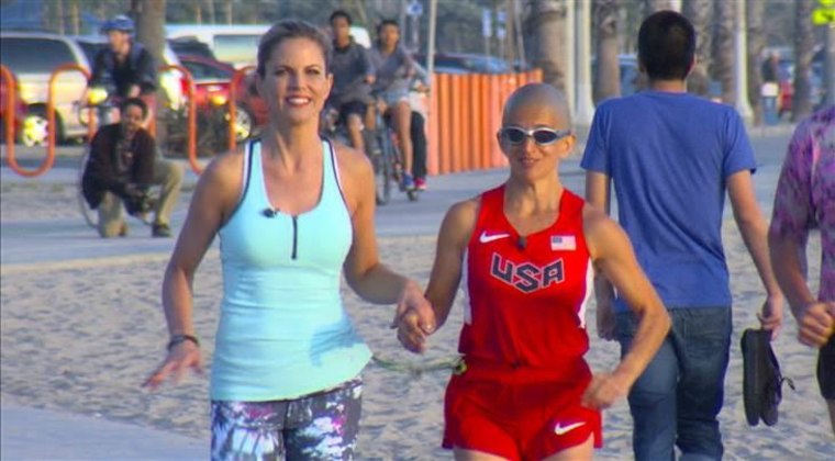 Ivonne, seen here with Natalie, says running gives her a sense of peace.