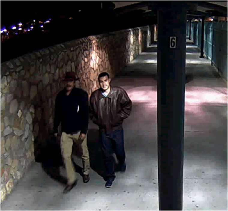 Surveillance photos of Victor Solis and Henry Solis crossing into Juarez, Chihuahua, Mexico, from El Paso, Texas on March 14 at approximately 5:40 a.m.