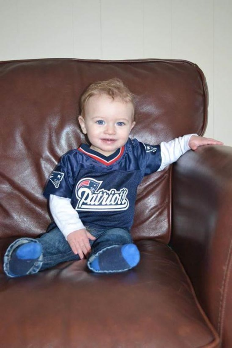 Charlie (9 months) learned to clap just in time to cheer the Patriots on to a Super Bowl win!