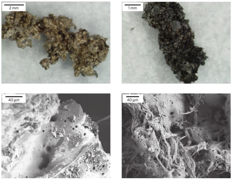 Matter found in the comet craters created by firing high-carbon compounds into a simulated planetary surface.