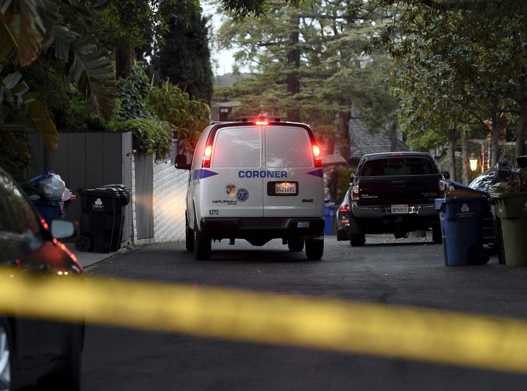 Image: Coroner's van arrives at Andrew Getty's home