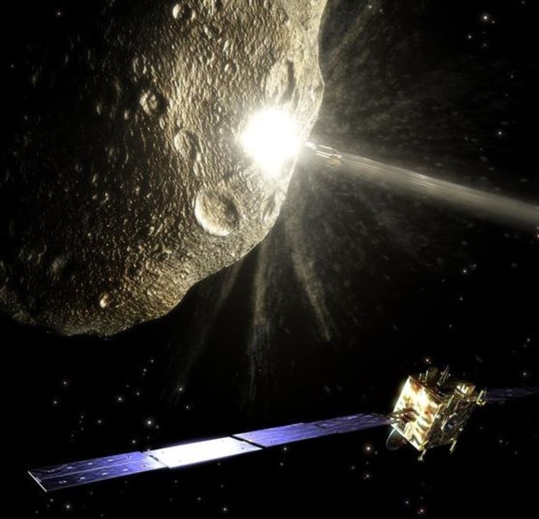 Artist's impression of an asteroid impact mission.
