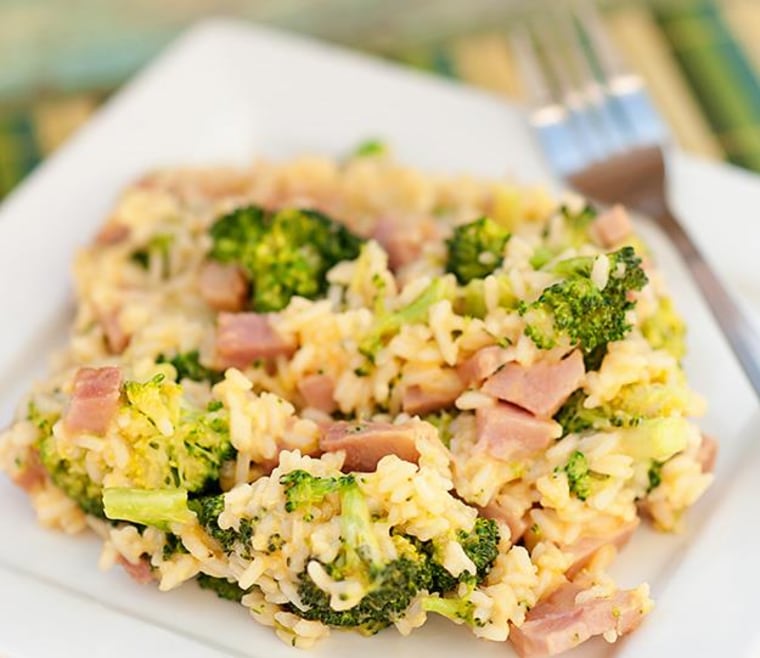 Stovetop Cheesy Broccoli Rice with Ham