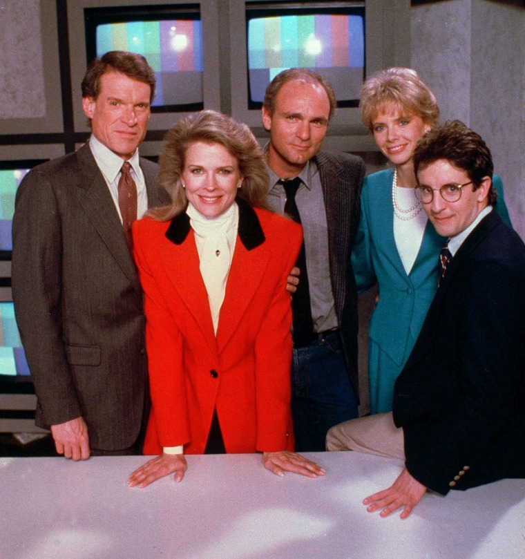 Candice Bergen with the cast of "Murphy Brown"