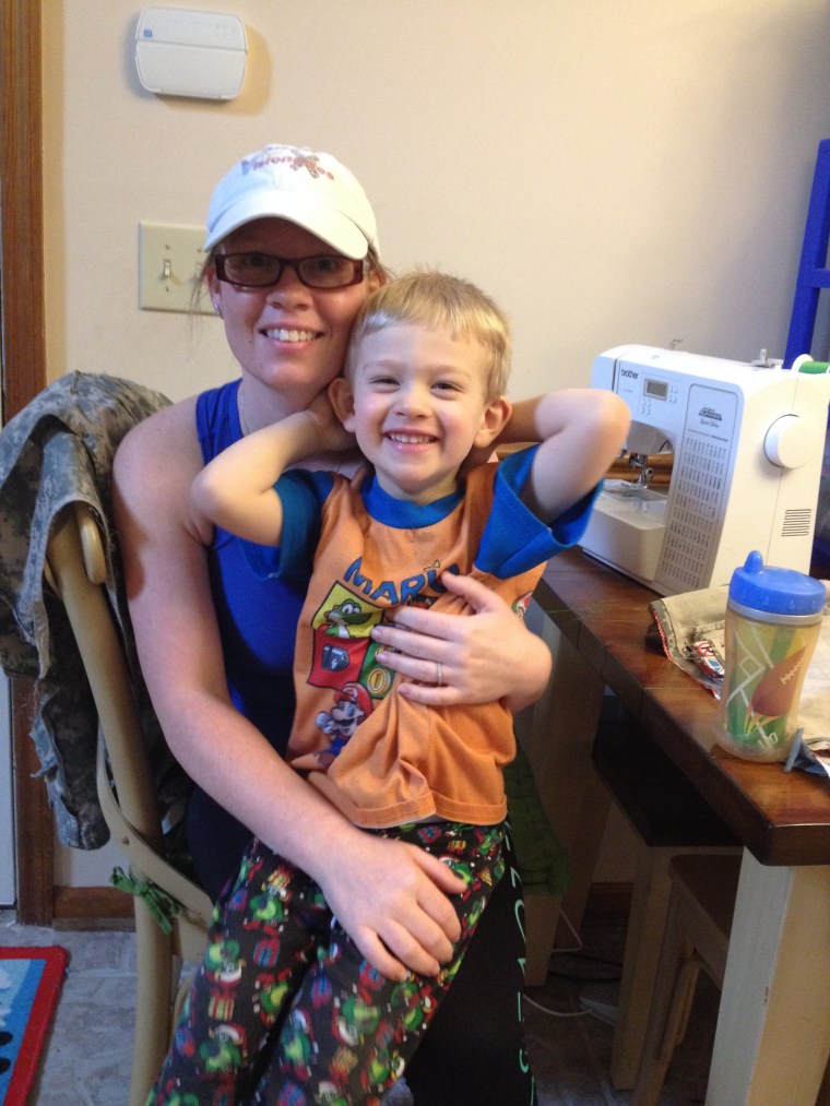 Crystal Lyons taught herself how to sew so she could create John's weighted vest.