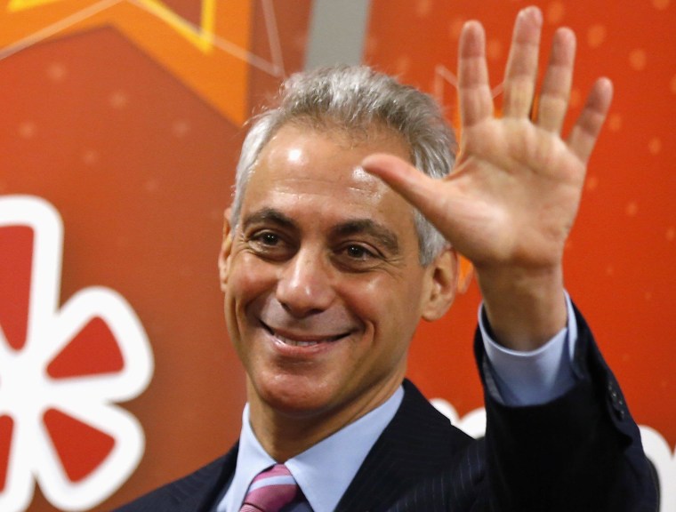 Image: Chicago's Mayor Rahm Emanuel attends an opening ceremony for the Yelp Inc. offices in Chicago, Illinois