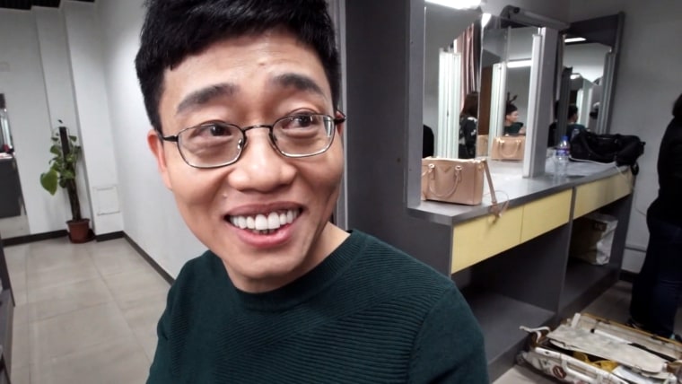 Image: Comedian Joe Wong prepares for his show in Beijing.