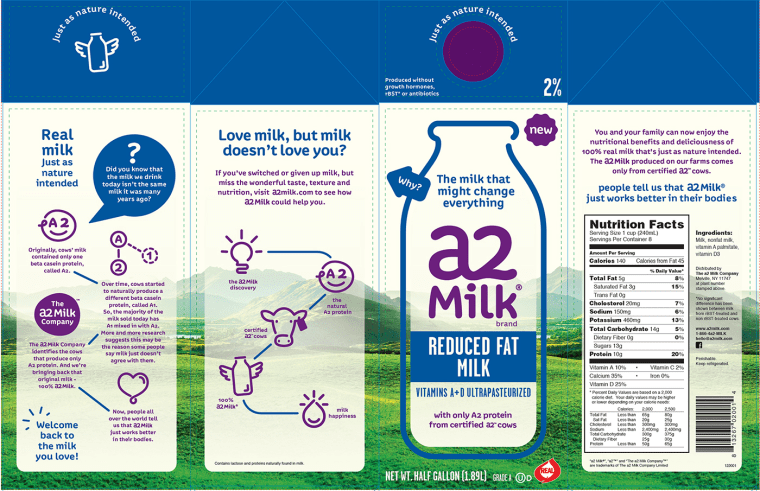 This new brand, a2 Milk, will arrive at some California grocery stores this month. Makers contend its chemical makeup, containing a protein called A2, may allow some people to again drink milk without belly-disrupting symptoms. 

