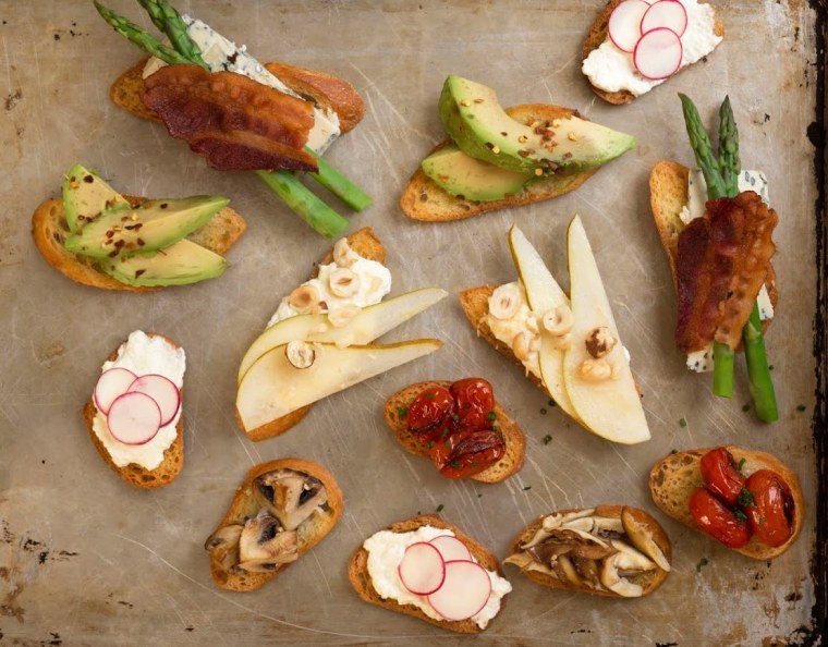 A variety of simple crostini