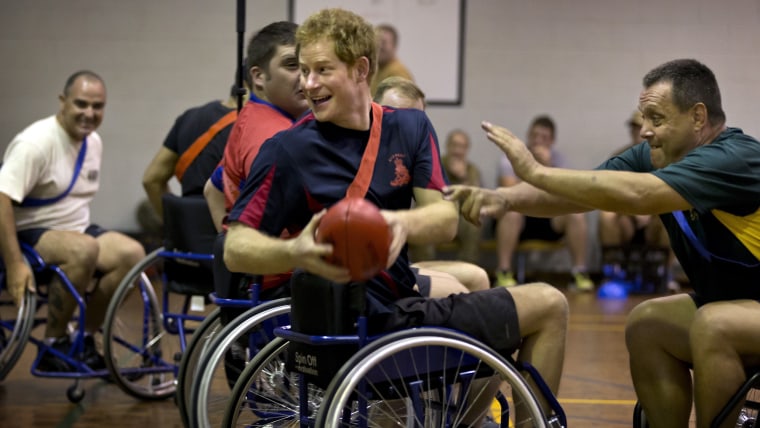 Captain Wales participates in a game of wheelchair AFL at the Soldier Recovery Centre, 1st Brigade, Darwin.