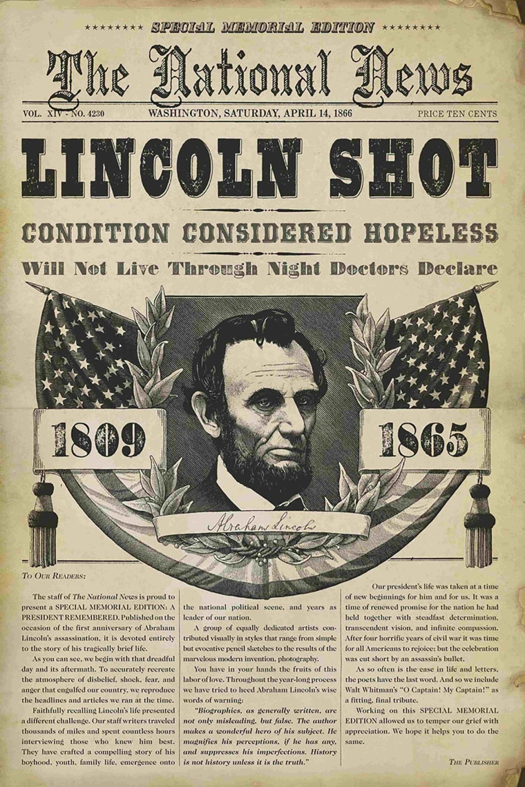 Image: Newspaper Headline for Lincoln Assassination
