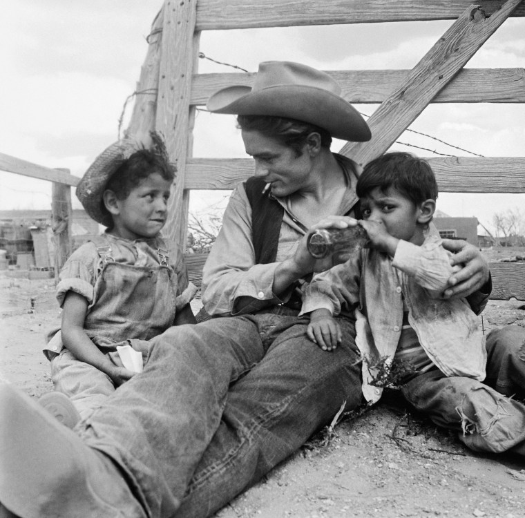 Image: Actor James Dean with two local children in Marfa