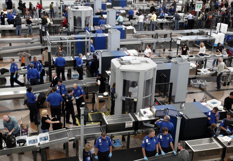 Image: Transportation Security Agency workers at Denver International Airport