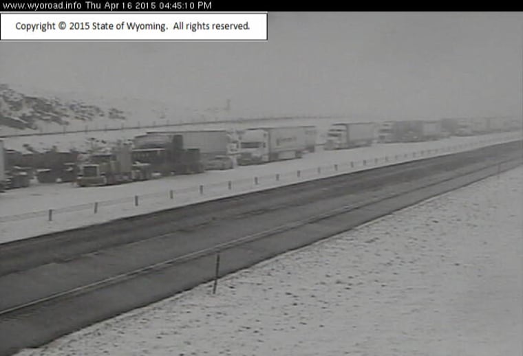 IMAGE: Stalled traffic on I-80 in Wyoming