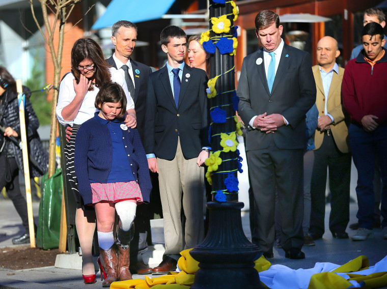 Image: The Richards Family at the  Two-year anniversary of Boston Marathon Bombing