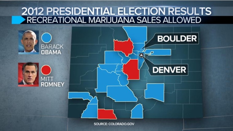 Colorado marijuana map as compared to the 2012 election map