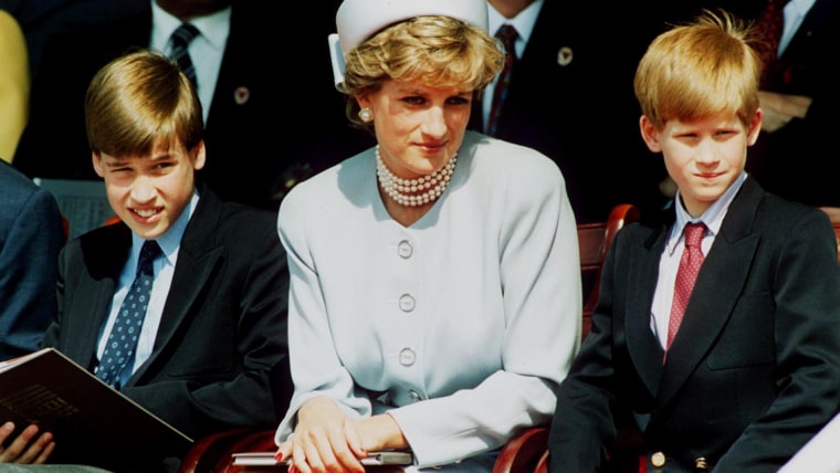 Princess Diana with her sons Prince William and Prince Harry, 1995