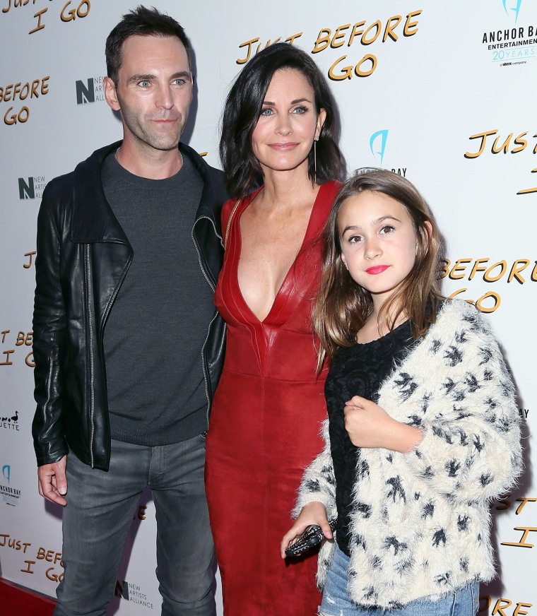 Actress/director Courteney Cox with her daughter Coco Arquette and finance  Johnny McDaid,