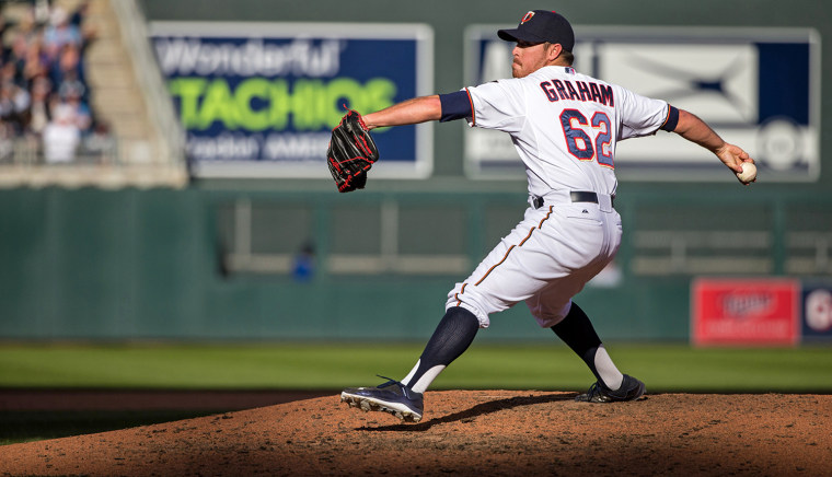 MLB pitcher J.R. Graham wears black stirrup socks for his mom