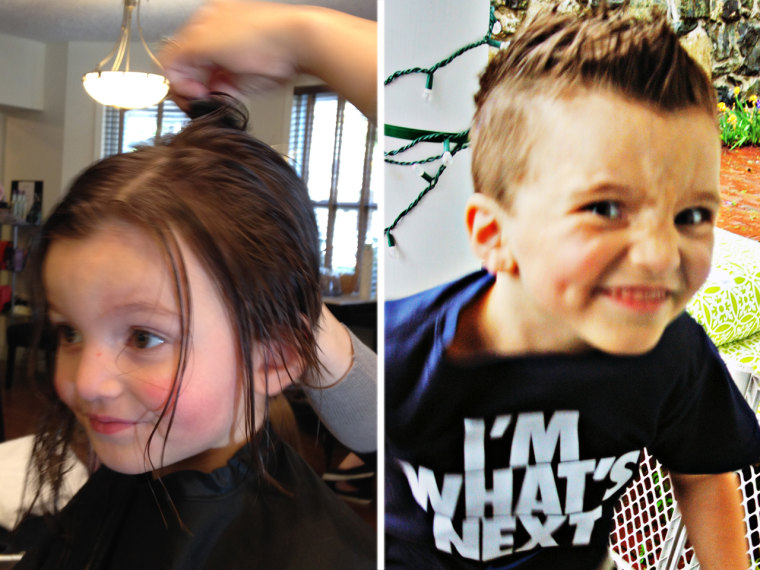 Jacob Lemay before and after having his hair cut