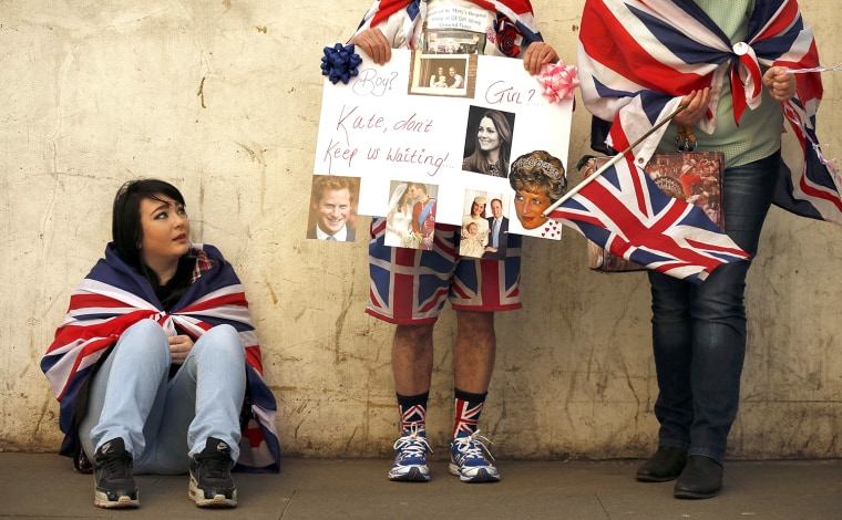 Image: Fans of the Royal family wait outside the Lindo Wing of St Mary's hospital in London