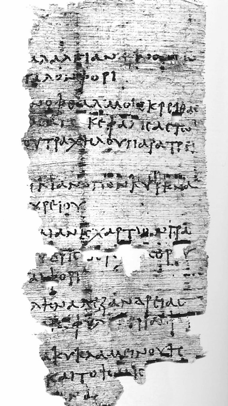 Image: Greek papyrus containing recipe for 'drunken' headache