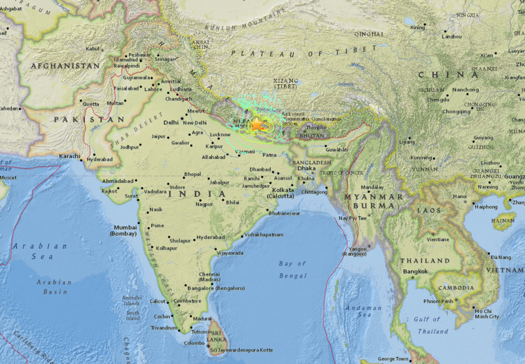 USGS Map of the Nepal earthquake.