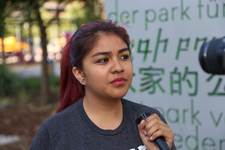 Anggie Godoy is part of a group of eight women who are participating in a 15-day fast to pressure Los Angeles City Council into approving a $15-an-hour minimum wage.