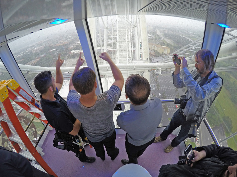 Nik Wallenda in the Orlando Eye observation wheel before his walk.