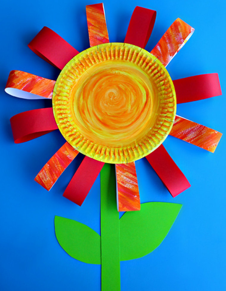 Paper plate flower craft for kids