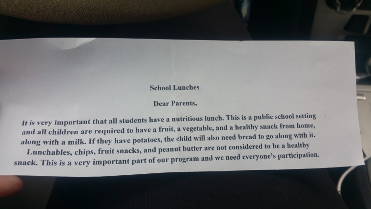 Leeza Pearson found this note in her daughter's lunchbox after sending Oreos.