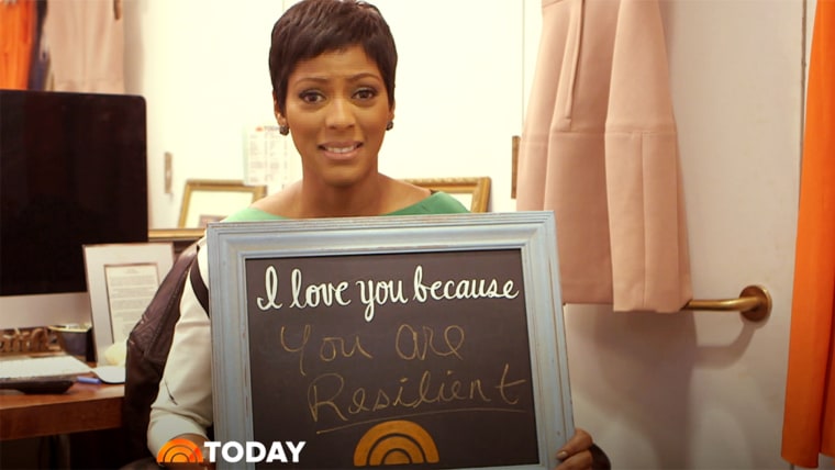 TODAY show anchor Tamron Hall participates in the “Mom, I love you because” campaign.