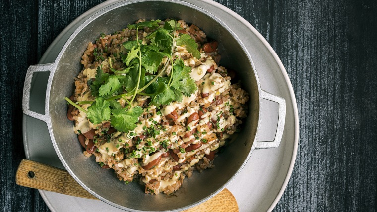 Arroz mamposteao (Puerto Rican style red beans and rice)