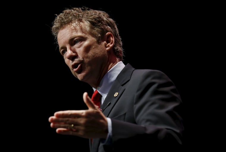 Image: U.S. Presidential candidate and Senator of Kentucky Rand Paul speaks at the Iowa Faith and Freedom Coalition forum in Waukee