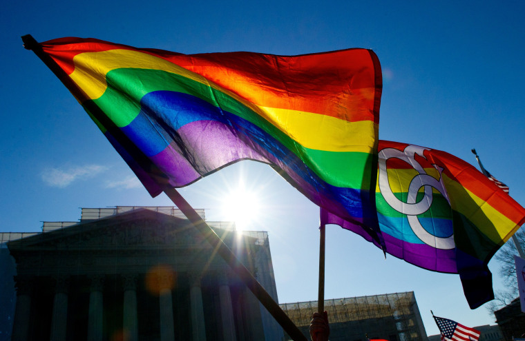 Image: ay pride flags flying outside the US Supreme Court