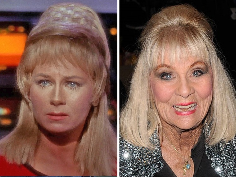 Grace Lee Whitey as Yeoman Rand on "Star Trek" in 1966 and at a Star Trek convention in 2012.