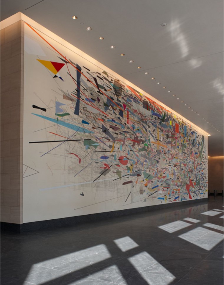 Julie Mehretu's 'Mural' was installed at Goldman Sachs' headquarters at the World Financial Center in Manhattan in 2009.
