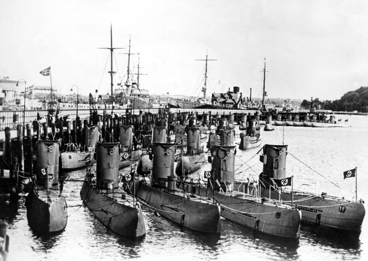 Image: German U-boats on display for Admiral Horthy regent of Hungary guest of Hitler.