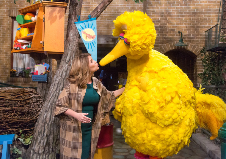 Jenna Bush Hagers gives Big Bird a kiss