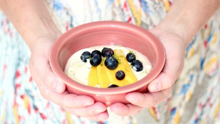 Mango and Blueberry Bowl with Lime-Cashew Yogurt