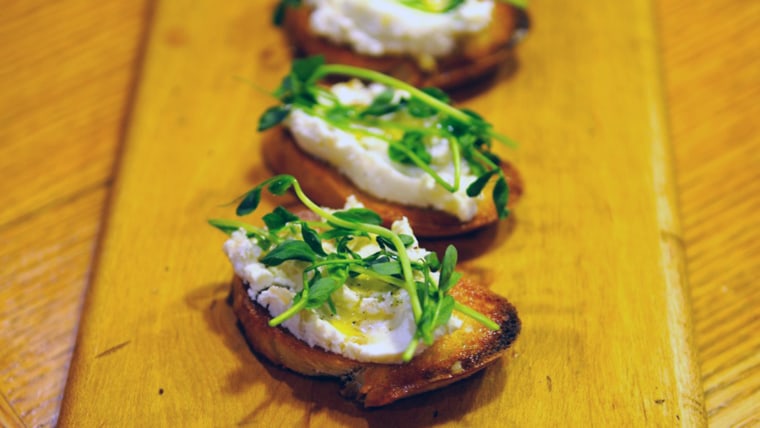 Whipped Goat Cheese with Pea Shoots