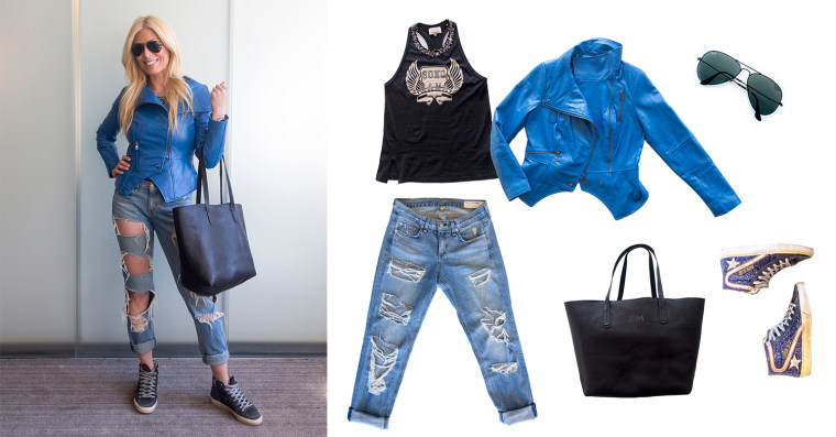 Look #1: Jill Martin styles a funky outfit with boyfriend jeans