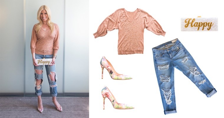 Look #2: Jill Martin styles a flirty outfit with boyfriend jeans