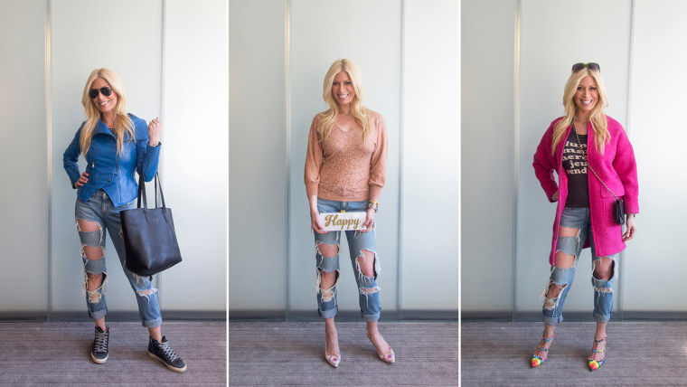 Jill Martin shows how to wear three totally different looks with one pair of boyfriend jeans