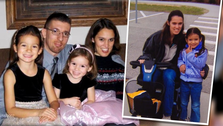 Steve Abbott and Jean Abbott with their children. Jean Abbott is a woman who was misdiagnosed with cerebral palsy for over 30 years who is walking again with help of a pill