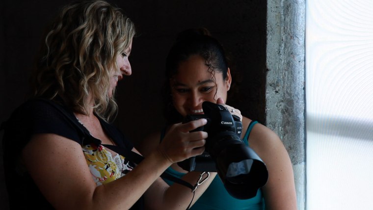 Keri Vaca photographs pregnant women for free at the Homeless Prenatal Program in San Francisco.