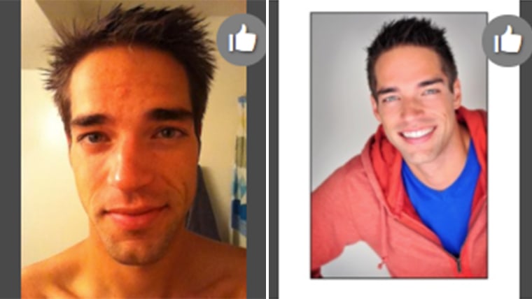 Less attractive male profile picture side by side with what women deemed to be an attractive male picture