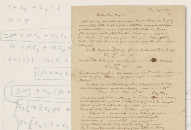 This is one of many letters that was offered for sale on Thursday. The handwritten 1932 letter was addressed to his assistant, Viennese mathematician Walther Mayer, and discusses adjustments in mathematical equations. It sold for $25,000.